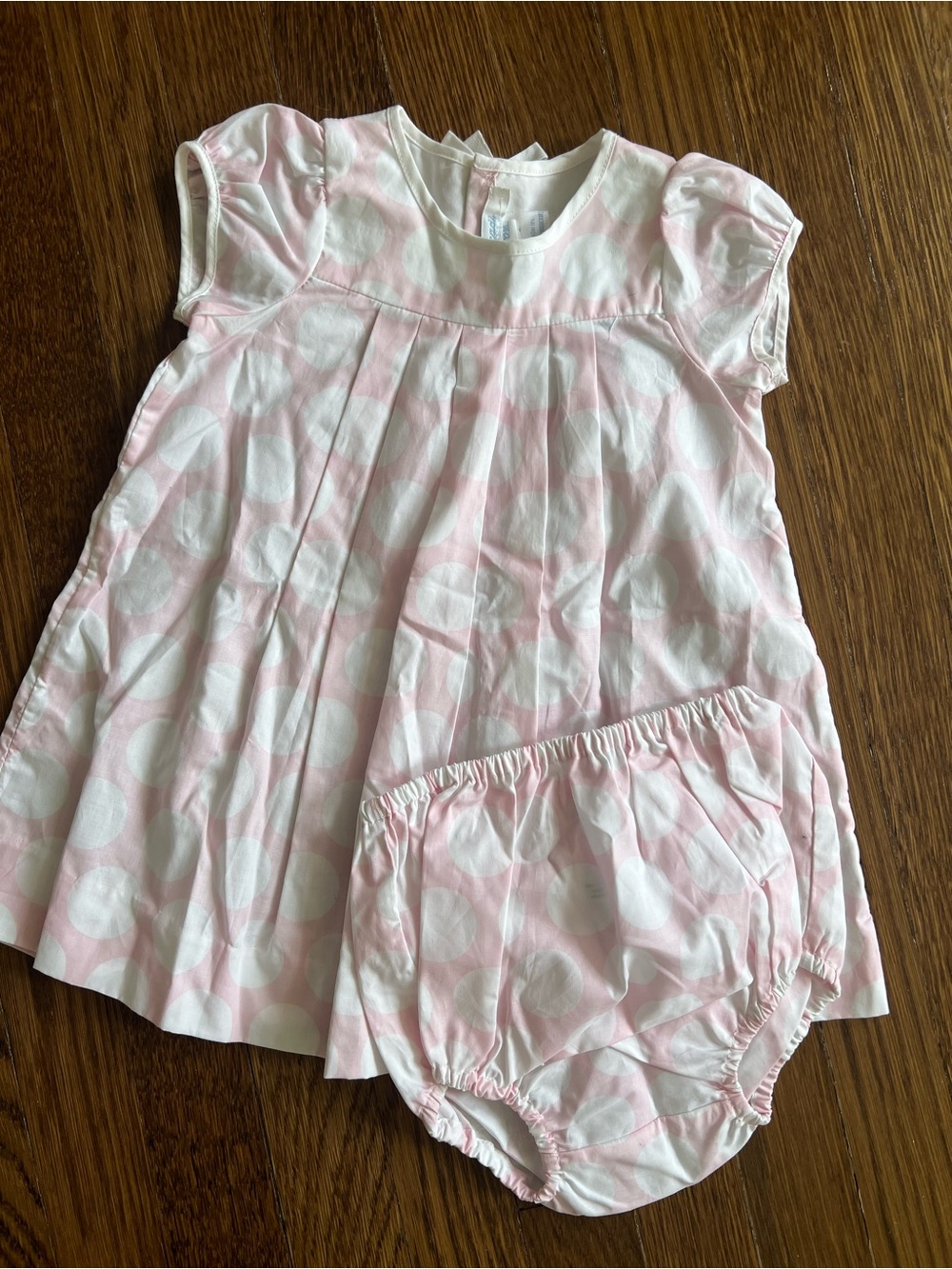 Jacadi Pink and White Polka Dot Dress with Bloomers